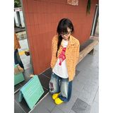 1506/Q22790/P48秋季格子休闲衬衫男女款美式百搭慵懒衬衣长袖，男装衬衫，星座1506