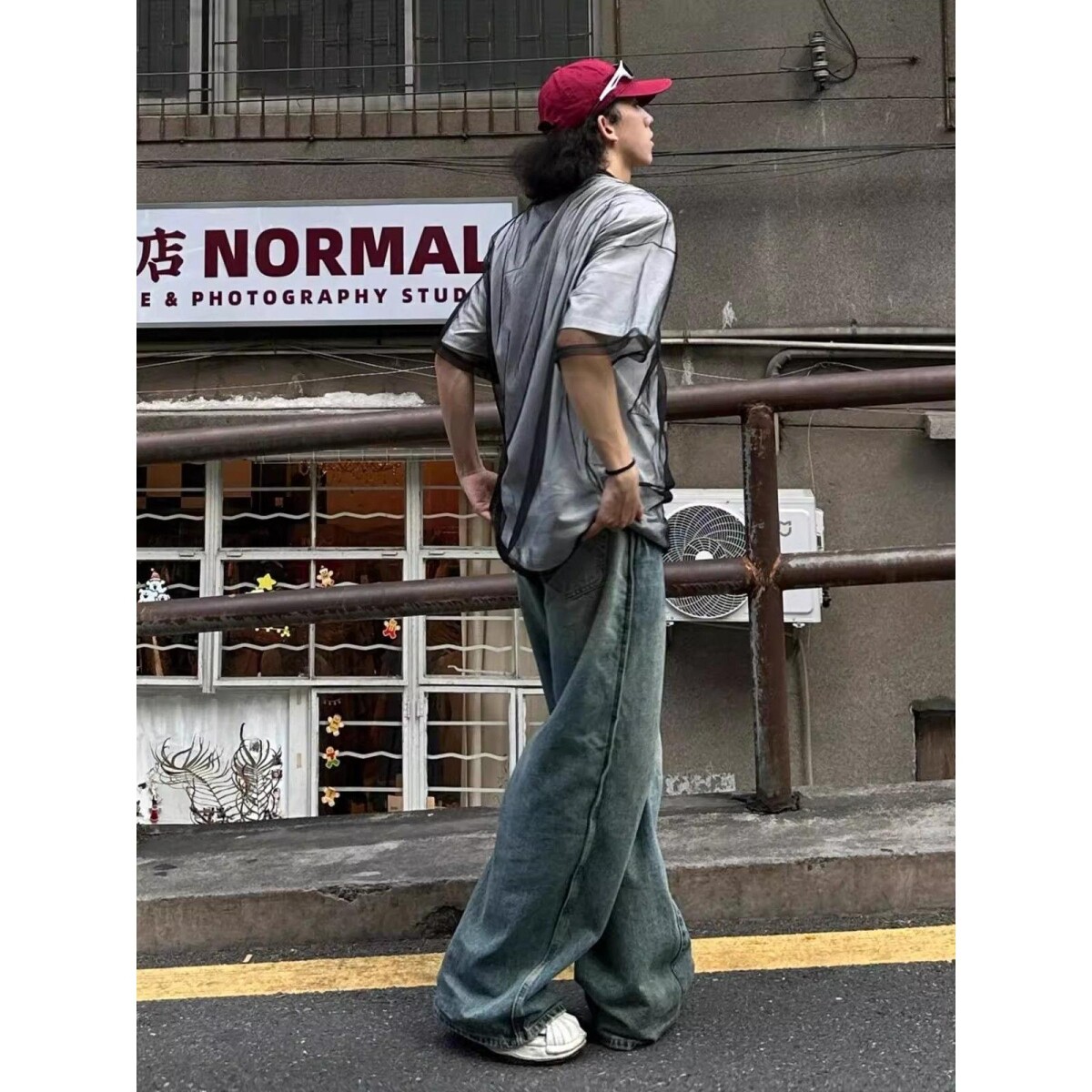 1506/QA2160/P36美式假两件网纱短袖男夏季t恤半袖,男装T恤,星座1506