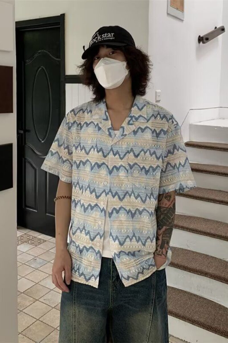 1506/QC1520/P46复古衬衫男夏装学生宽松新款男装上衣外穿,男装衬衫,星座1506