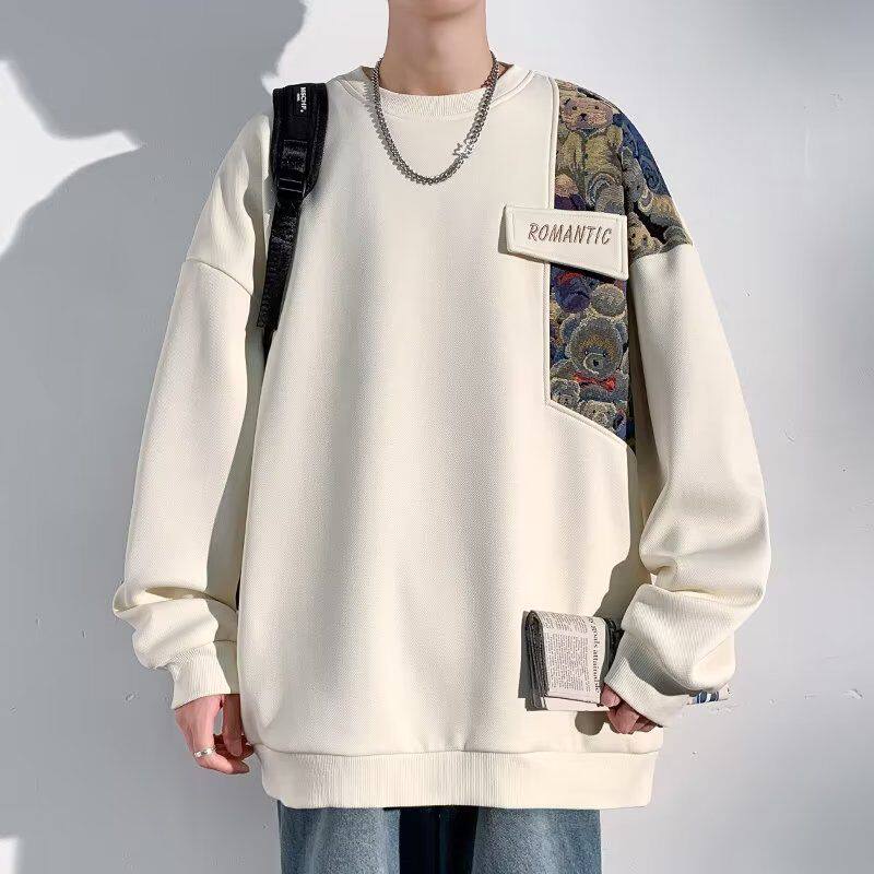 1506/QY25R0/P39新中式潮牌刺绣拼接卫衣男春秋季风衣服长袖1,男装风衣,星座1506