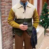 1506/Q25010/P59冬季新款外穿外套美式拼色开衫毛衣1，男装针织衫/毛衣，星座1506