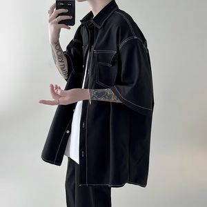 1506/Q5630/P36复古衬衫男夏装学生宽松趣味新款男装上衣外穿图片