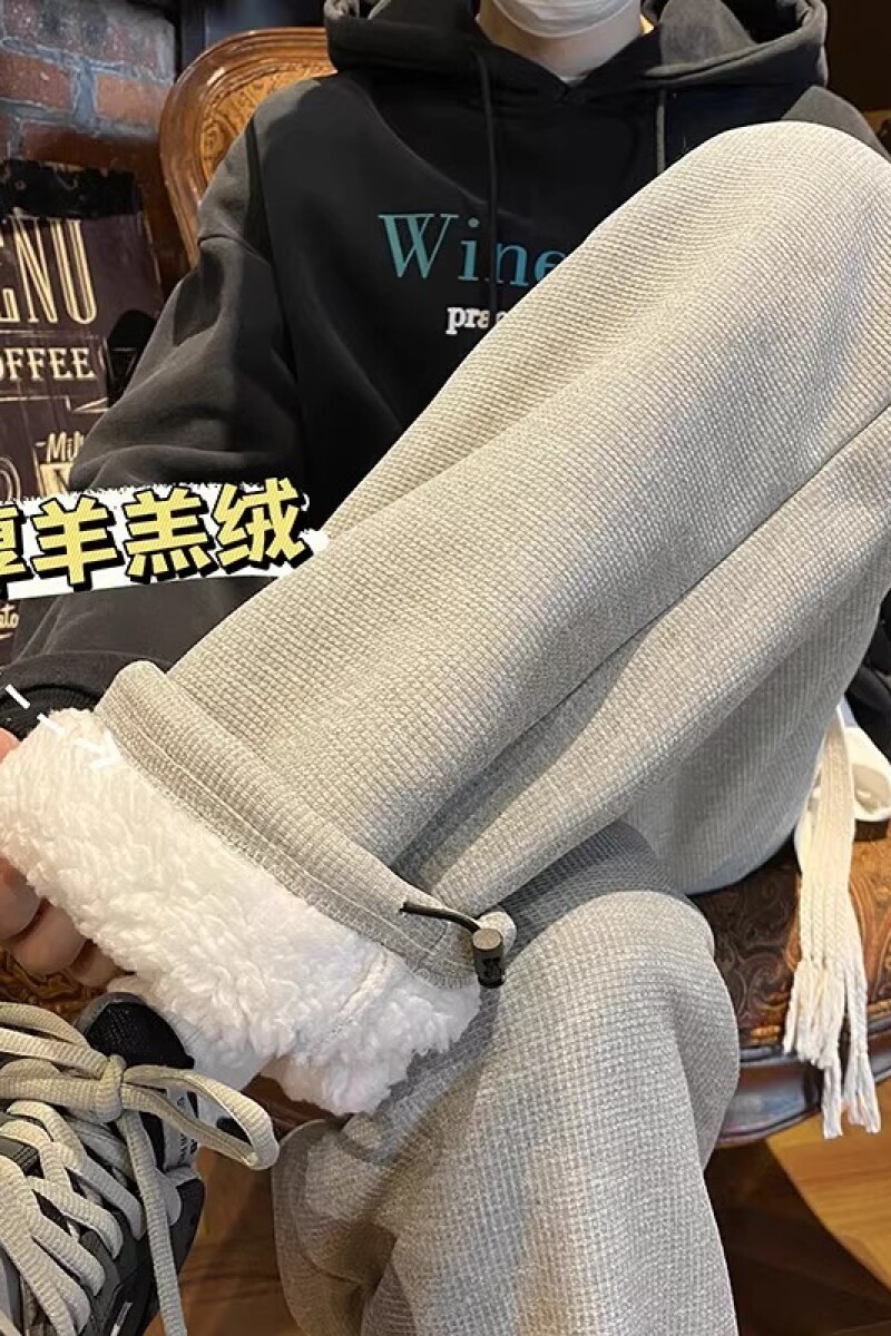 1506/QG306700/P39羊羔绒卫裤男女秋冬直筒宽松保暖运动裤子2,男装休闲裤,星座1506