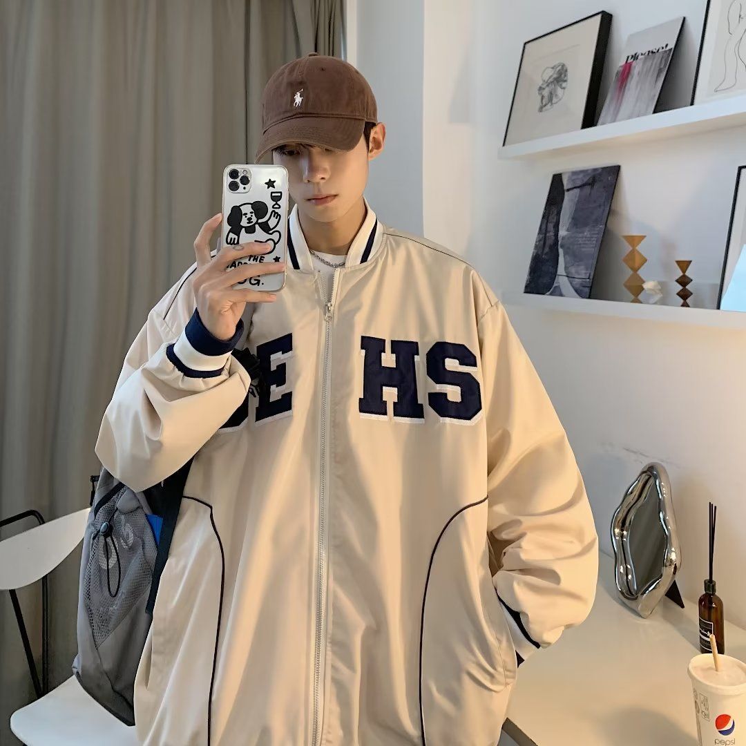 1506/Q6660/P44美式复古棒球服男女春秋季情侣百搭休闲夹克外套1,男装夹克,星座1506