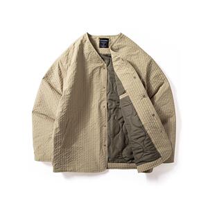 1506/M93321/P84复古阿美咔叽男纯色无领棉衣棉服外套2图片