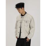 1506/QTD-F40140/P76水洗做旧短宽牛仔夹克外套复古简约通勤百搭1，男装夹克，星座1506