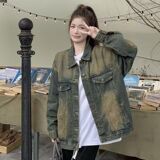 1506/QG88460/P61美式复古高街嘻哈水洗做旧牛仔外套1，男装工装外套，星座1506