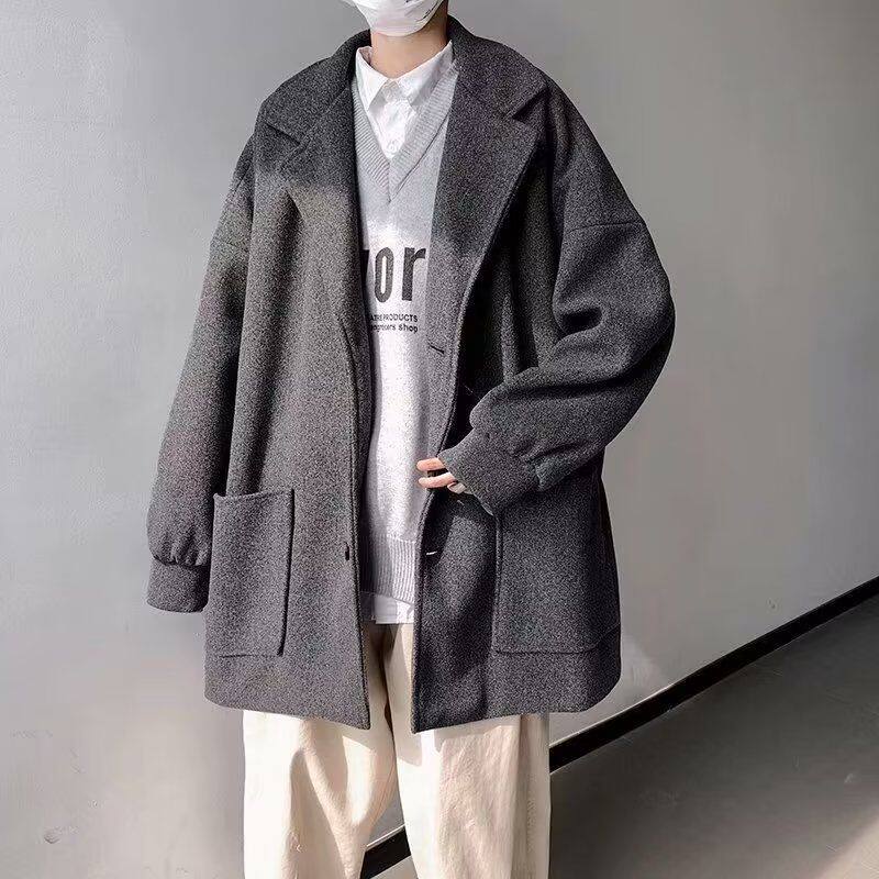 1506/DY01/P35秋季英伦风工装毛呢外套男韩版潮流中长款呢子风衣4,男装风衣,星座1506