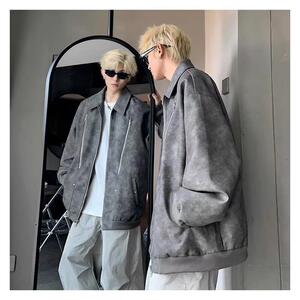 1506/QHSL20/P64夹克外套男春秋冬皮衣机车翻领美式夹克外套男图片