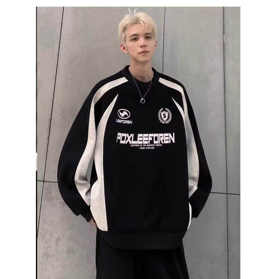 1506/QW010/P41美式复古拼色卫衣男秋圆领机车风休闲上衣服,男装工装外套,星座1506