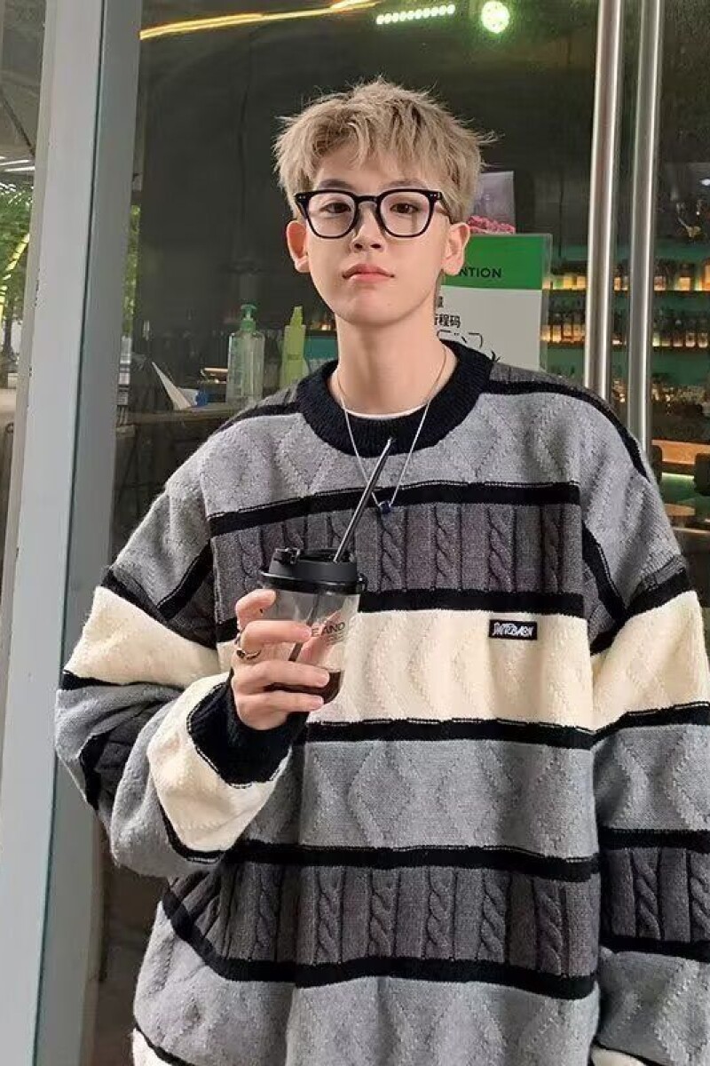 1506/Q8800/P44春秋款加厚休闲针织衫慵懒风宽松线衣外套1,男装针织衫/毛衣,星座1506