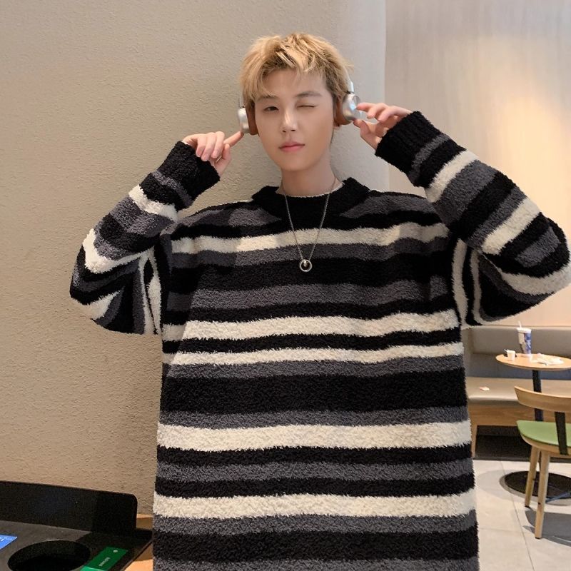 1506/MM131/P57男生加厚保暖宽松慵懒设计美式复古内搭针织衫1,男装针织衫/毛衣,星座1506