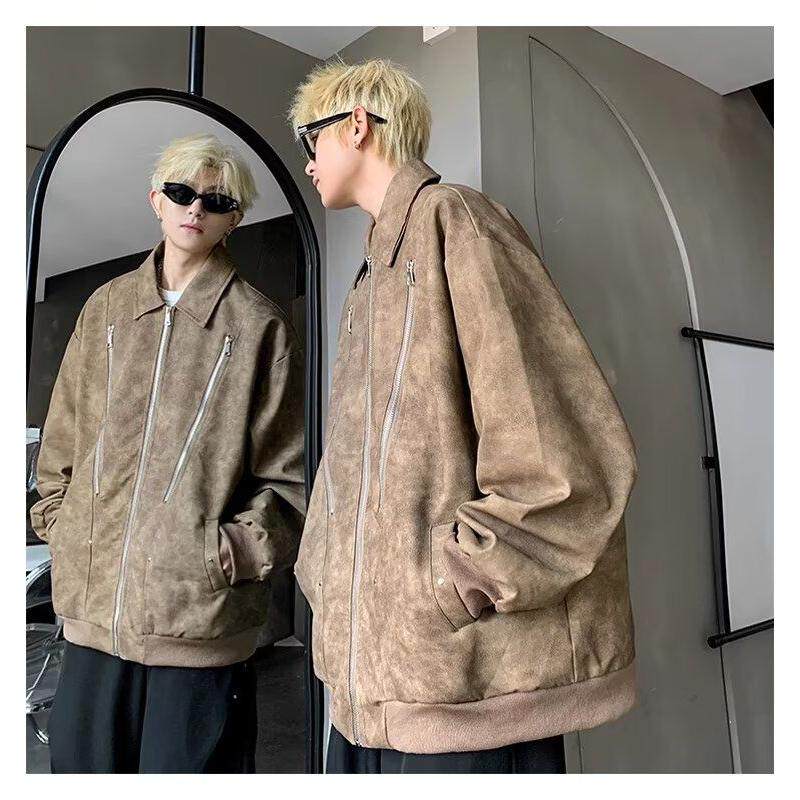 1506/QHSL20/P64夹克外套男春秋冬皮衣机车翻领美式夹克外套男,男装夹克,星座1506