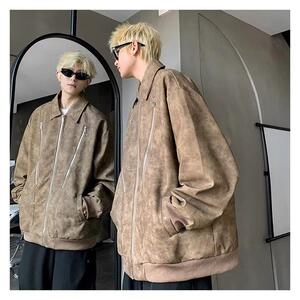 1506/QHSL20/P64夹克外套男春秋冬皮衣机车翻领美式夹克外套男图片