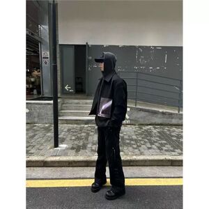1506/Q6900/P62黑色贴布短款外套男款秋冬潮牌行政夹克潮1图片