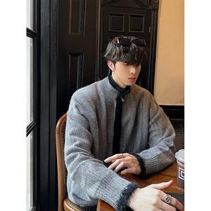 1506/QM1070/P59立领开衫毛衣搭配休闲裤潮牌男装穿搭针织外套1