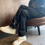 1506/Q3250/P37侧边拉链牛仔裤男设计感小众修身微喇裤1，男装牛仔裤，星座1506