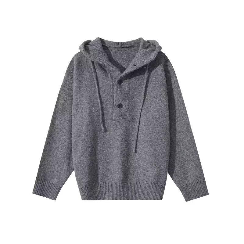 1506/QL1050/P57半开衫连帽纽扣毛衣男女秋冬宽松情侣针织衫外套,男装针织衫/毛衣,星座1506