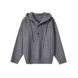 1506/QL1050/P57半开衫连帽纽扣毛衣男女秋冬宽松情侣针织衫外套，男装针织衫/毛衣，星座1506