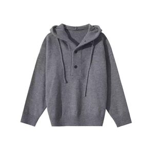 1506/QL1050/P57半开衫连帽纽扣毛衣男女秋冬宽松情侣针织衫外套图片