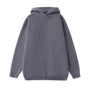 1506/QL1080/P62新款拉链连帽毛衣男女宽松高级感季针织开衫外套1图片
