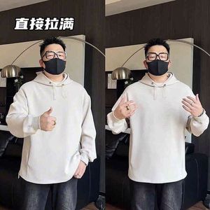 1506/QT4160/P44套头连帽卫衣男秋季宽松大码日系运动衫纯色2图片