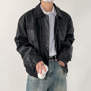1506/QW6370/P70痞帅Pu皮衣潮牌垫肩皮夹克男机车服秋冬高街外套图片