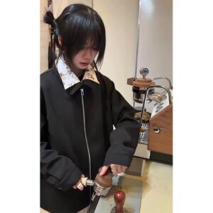1506/QJ470/P76秋冬大码长袖外套拼接假两件薄卫衣女宽松上衣男1