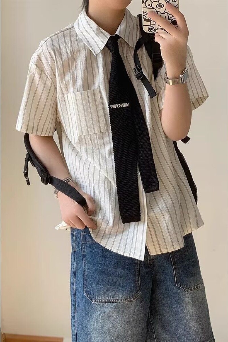 1506/QC1630/P35复古衬衫男夏装港风学生趣味新款男装上衣外穿,男装衬衫,星座1506