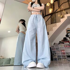 1506/QA80390/P46休闲裤男百搭裤子夏季薄款坠感阔腿拖地长裤图片