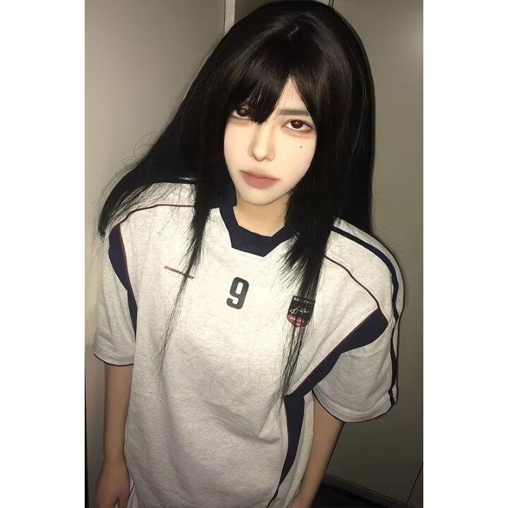 1506/QT830/P43潮流撞色线条印花t恤夏学院风宽松翻领情侣上衣,男装T恤,星座1506