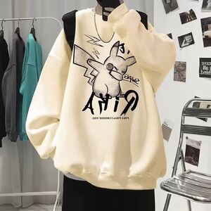 1506/QR50880/P39立体裁剪美式圆领卫衣男女春秋潮牌重磅宽松外套图片