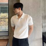 1506/QM8220/P40冰丝针织衫男海鸥领修身短袖卫衣凉感透气polo衫，男装针织衫/毛衣，星座1506