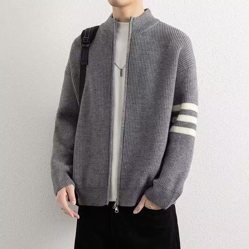 1506/QR-M3460/P57立领针织秋冬季休闲时尚卫衣潮流夹克上衣男图片