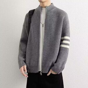 1506/QR-M3460/P57立领针织秋冬季休闲时尚卫衣潮流夹克上衣男图片