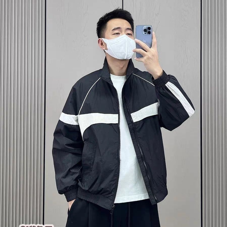 1506/Q8450/P55男士撞色拼接休闲外套轻薄潮流时尚百搭夹克图片