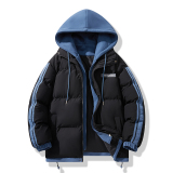 1506/M8602/P75青少年棉服男士棉衣冬装假两件连帽潮牌情侣外套，男装棉衣，星座1506