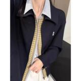 1506/Q68090/P65情侣款拼接格子外套秋百搭高街痞帅男女夹克上衣，男装夹克，星座1506