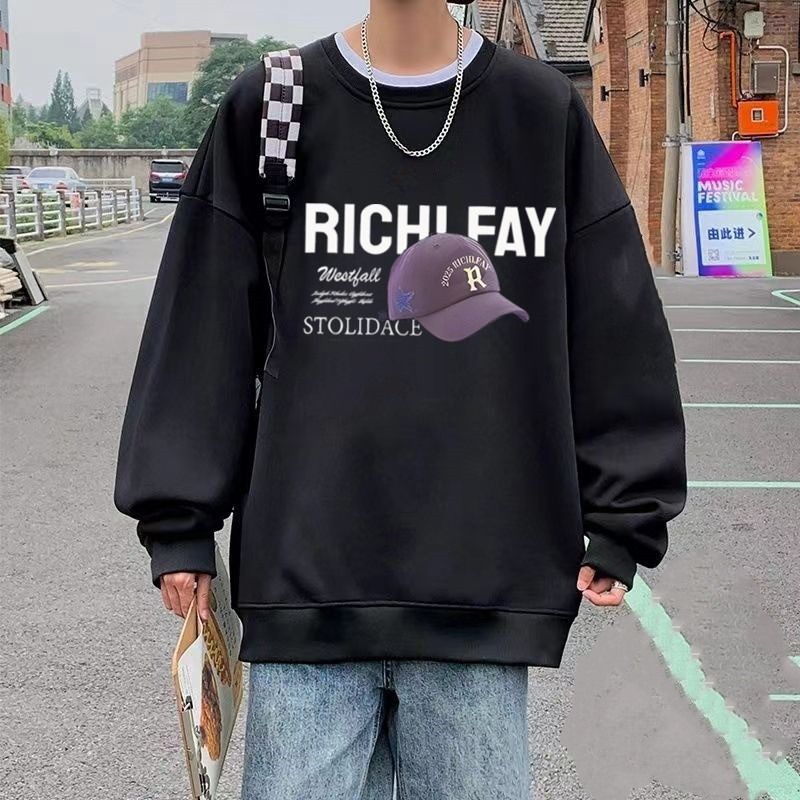 1506/QR5089/P39美式复古卫衣男秋季重磅高级感痞帅长袖上衣,男装卫衣,星座1506