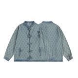 1506/JA0881/P76新中式盘扣牛仔外套菱格风复古衬衫刺绣夹克男，男装工装外套，星座1506