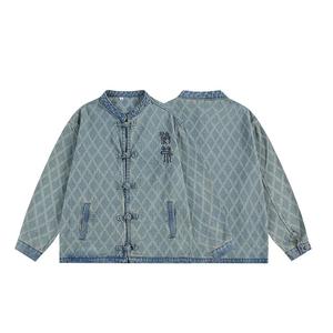 1506/JA0881/P76新中式盘扣牛仔外套菱格风复古衬衫刺绣夹克男,男装工装外套,星座1506