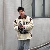 1506/Q6120/P68做旧废土风工装外套男款秋潮宽松扎染印花情侣夹克，男装夹克，星座1506