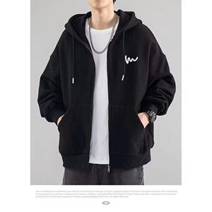 1506/QRK2640/P54新款卫衣港风宽松简约连帽卫衣开衫男女同款1图片