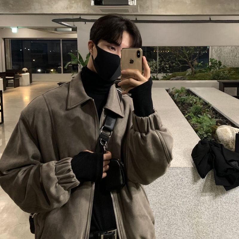 1506/QJ400/P53潮牌高级感小众设计感拼接麂皮绒夹克1,男装夹克,星座1506