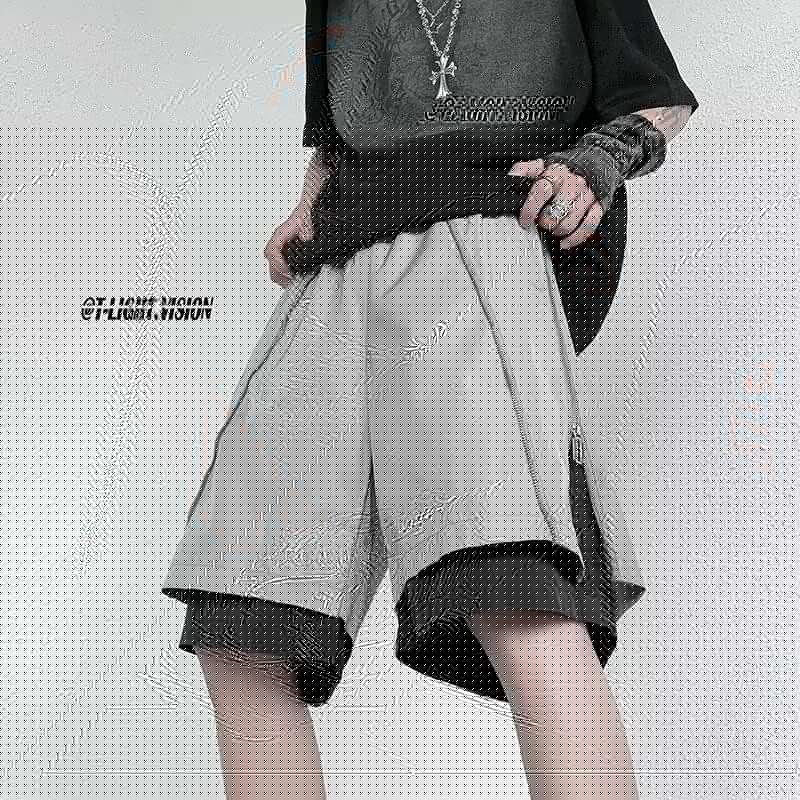 1506/QK190/P39假两件短裤男夏季休闲五分裤美式冲锋工装裤子图片
