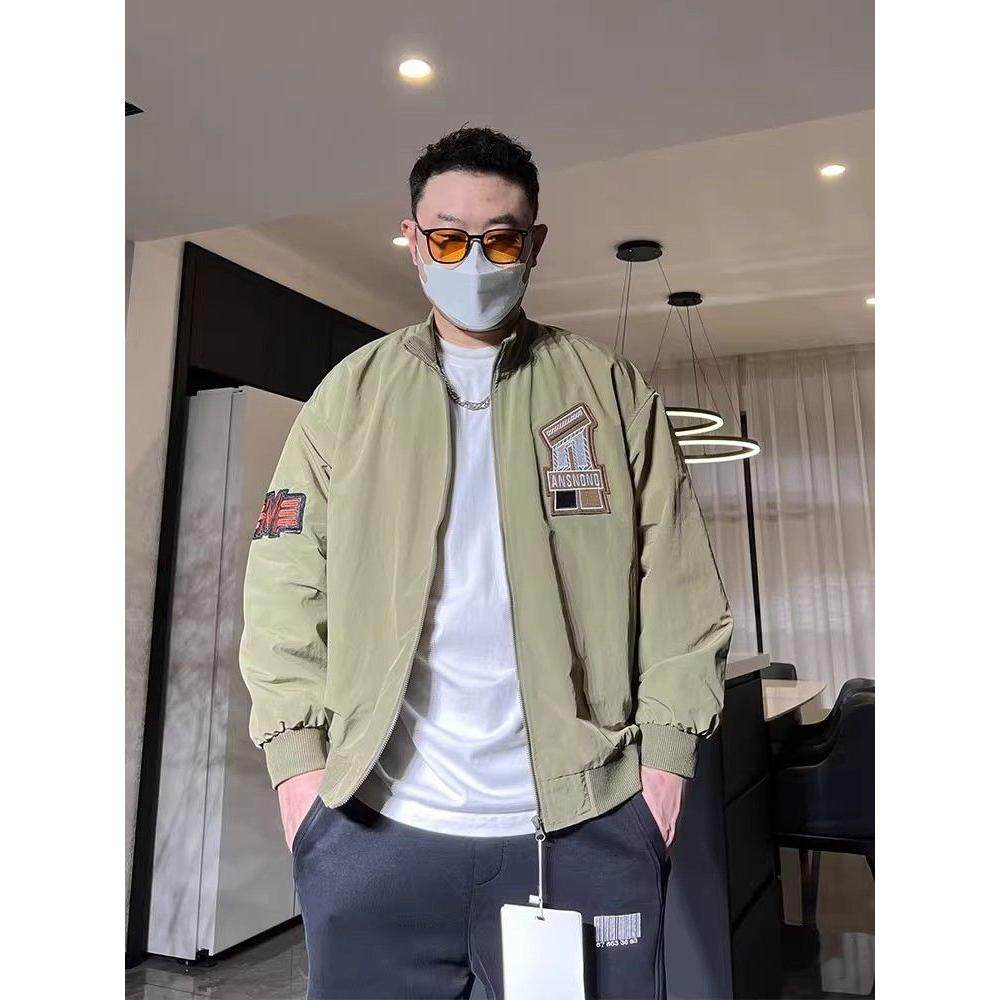 1506/Q76480/P64男士潮牌刺绣字母立领夹克外套宽松情侣款棒球服图片