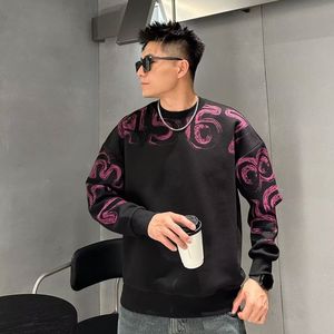 1506/QD3370/P41秋冬重磅时尚百搭印花宽松卫衣男潮圆领长袖潮ins图片