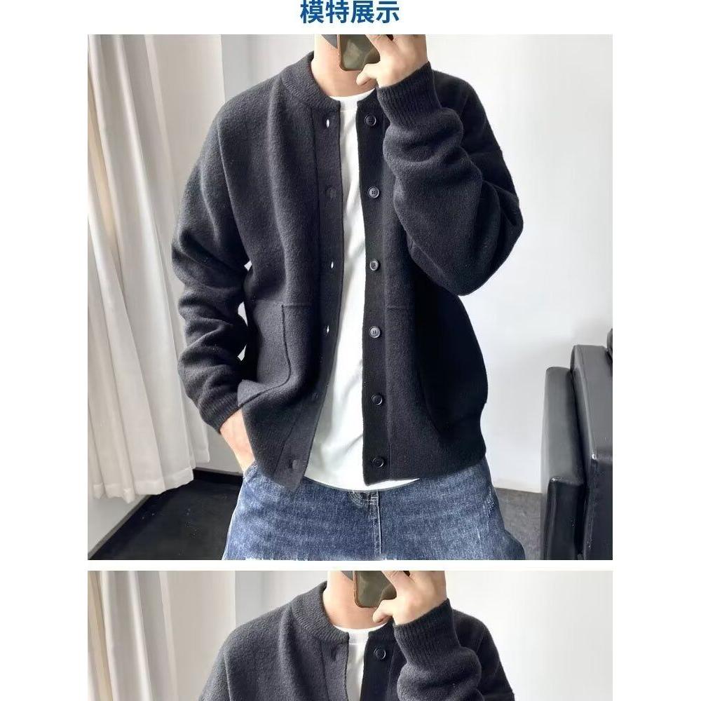 1506/QM280/P52纯色立领针织开衫男秋冬新款,男装卫衣,星座1506