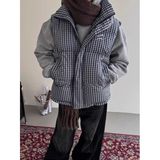 1506/QA030/P52色织格子刺绣立领棉衣棉服马甲男女同款2025年潮，男装棉衣，星座1506