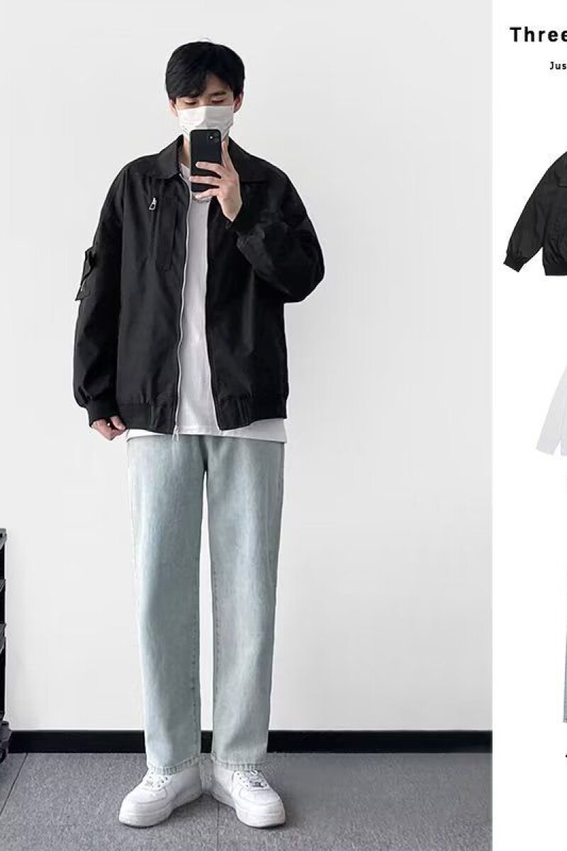 1506/Q6300/P44男女春秋款工装夹克黑色显瘦衣服宽松翻领外套1,男装夹克,星座1506